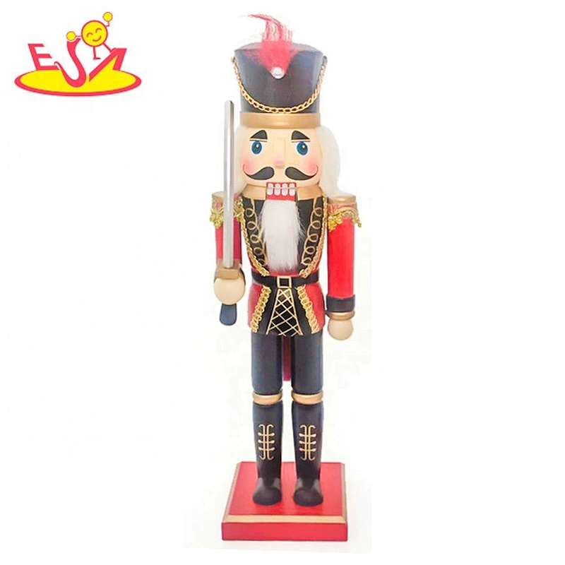 2019 High quality decor wooden red nutcracker soldier with bass W02A339