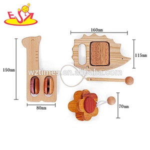 Wholesale educational baby wooden musical set toy with drums and castanet W07A122