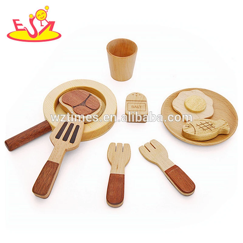 2018 wholesale baby new wooden play pots and pans funny kids play pots and pans best natural wooden play pots and pans W10B179