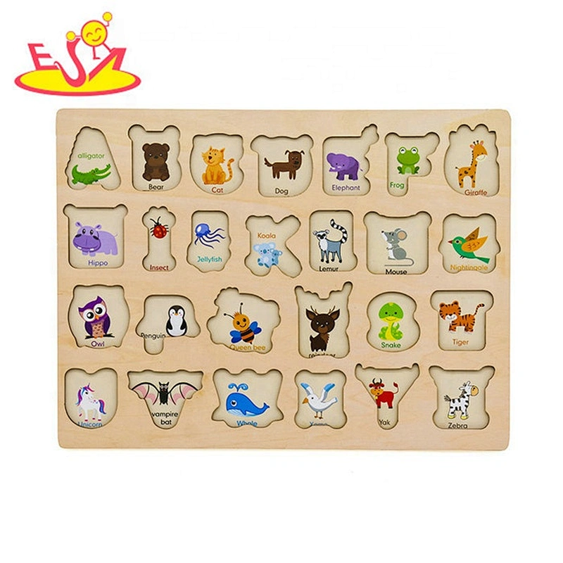 2019 New arrival educational matching wooden abc puzzle game for toddlers W14B109