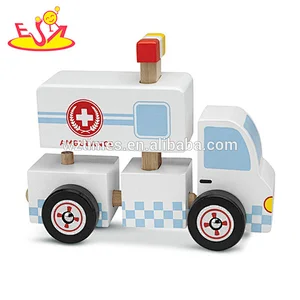 2018 New small ambulance toys wooden doctor cart toy for kids W04A376