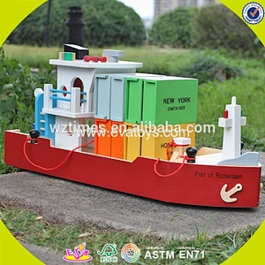 wholesale funny kids wooden toy boat high quality children wooden toy boat W04F003