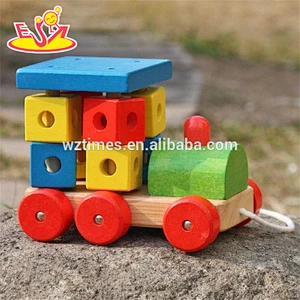 Großhandel kleinkinder bausteine ​​aus holz zug zug spielzeug neues design kinder aus holz zug zug spielzeug W05C072