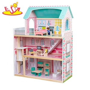 Most popular 3 floors girls wooden dolls house with lift W06A372