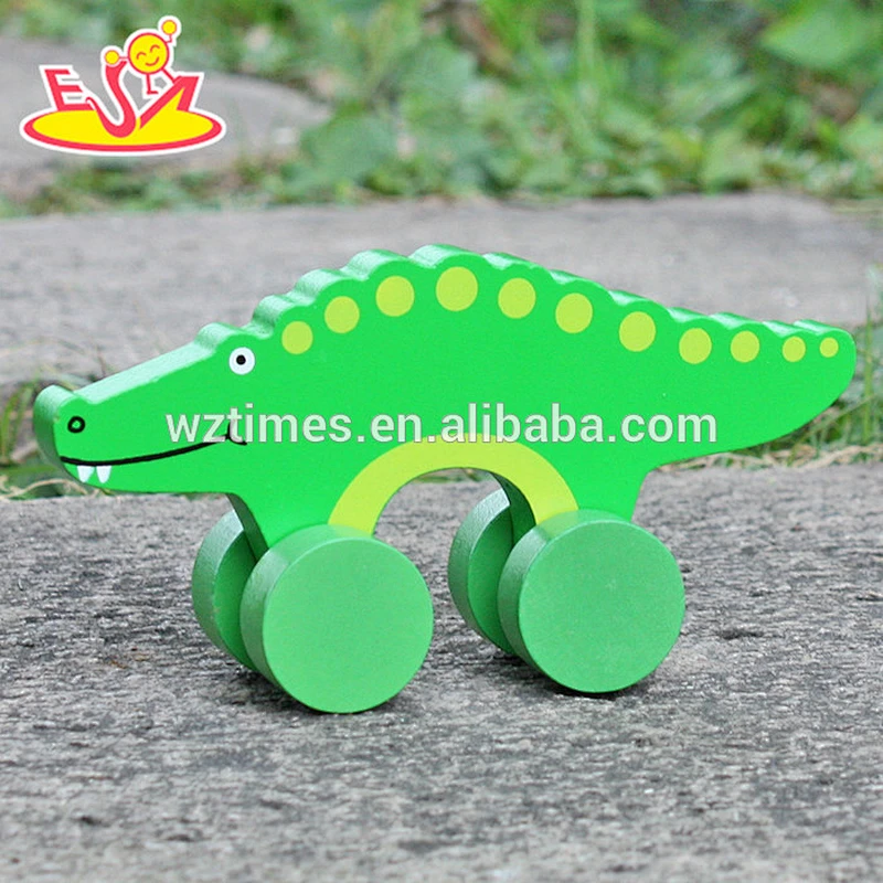 2018 New design baby wheels wooden crocodile toys best sale kids wooden crocodile toys top fashion wooden crocodile toys W04A318