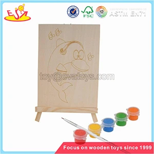 Wholesale high quality kids wooden watercolor painting toy with pigment and pen W03A054