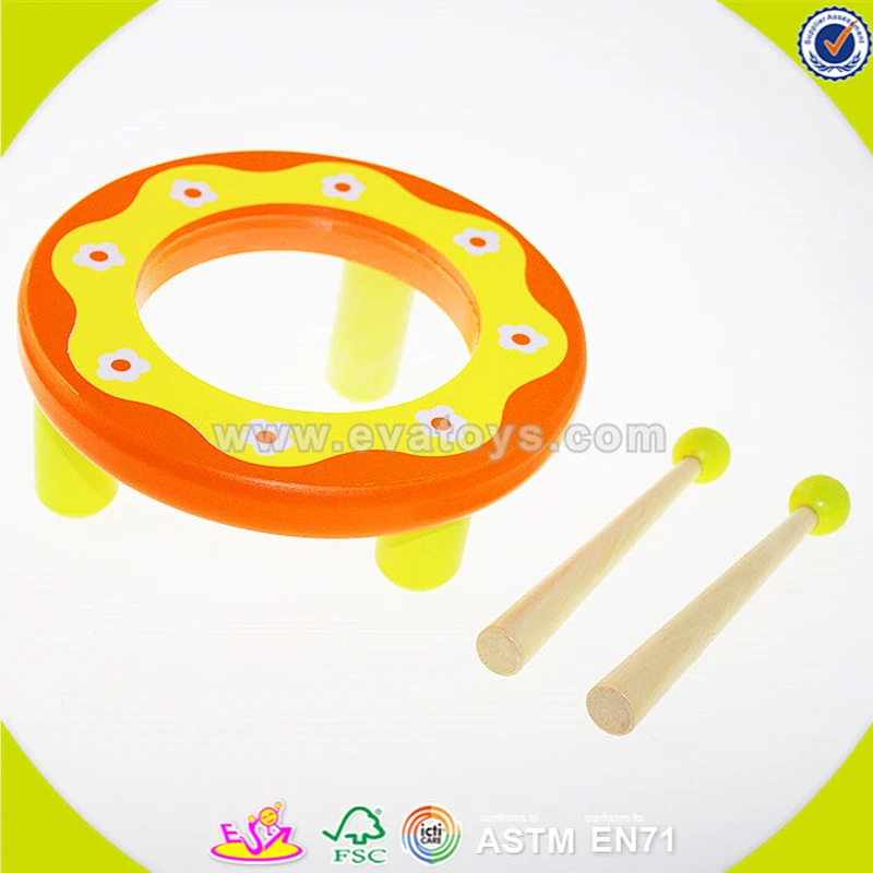 wholesale Kids musical instrument toy hand kids drum toy ,Cheap kids Percussion Toy Drum, fashion wooden toy drum W07J034