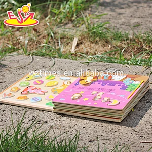 2018 wholesale baby wooden jigsaw puzzle book fashion kids wooden jigsaw puzzle book child wooden jigsaw puzzle book W14H002
