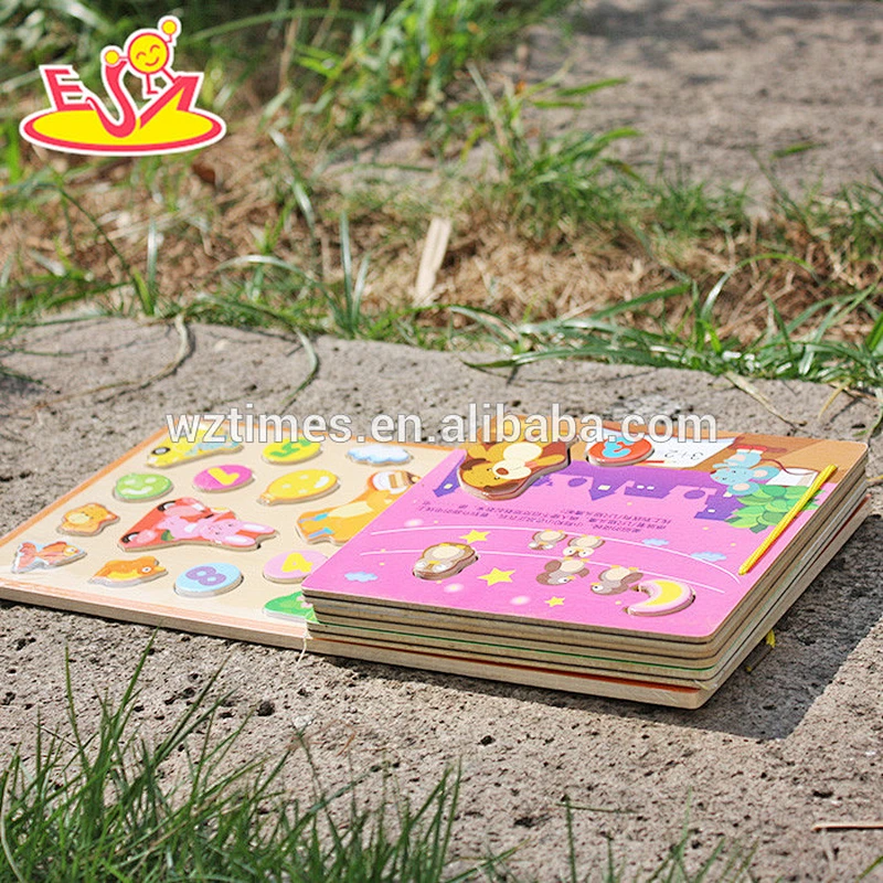 2018 wholesale baby wooden jigsaw puzzle book fashion kids wooden jigsaw puzzle book child wooden jigsaw puzzle book W14H002