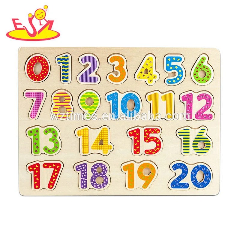 2018 Wholesale small educational puzzle toys wooden number toys for kids figure learning 0-20 W14B098
