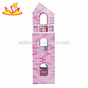 Wholesale best gift toddler wooden dollhouse toy diy pretend toddler wooden dollhouse toy W06A230