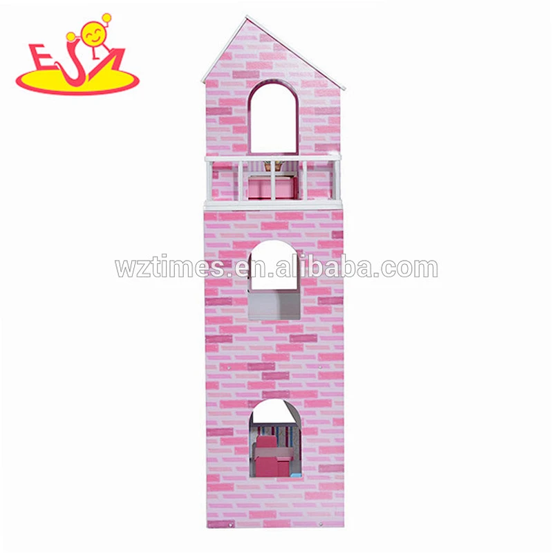Wholesale best gift toddler wooden dollhouse toy diy pretend toddler wooden dollhouse toy W06A230