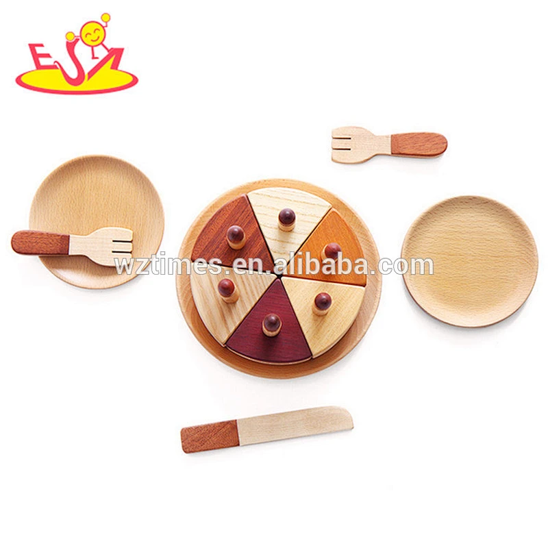 2018 wholesale baby wooden birthday cake toy set natural wooden birthday cake toy set funny wooden birthday cake toy set W10B180