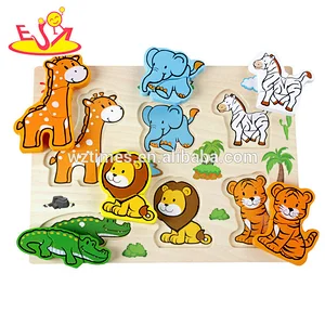 Wholesale early learning wooden animals blocks puzzle for children W14D032