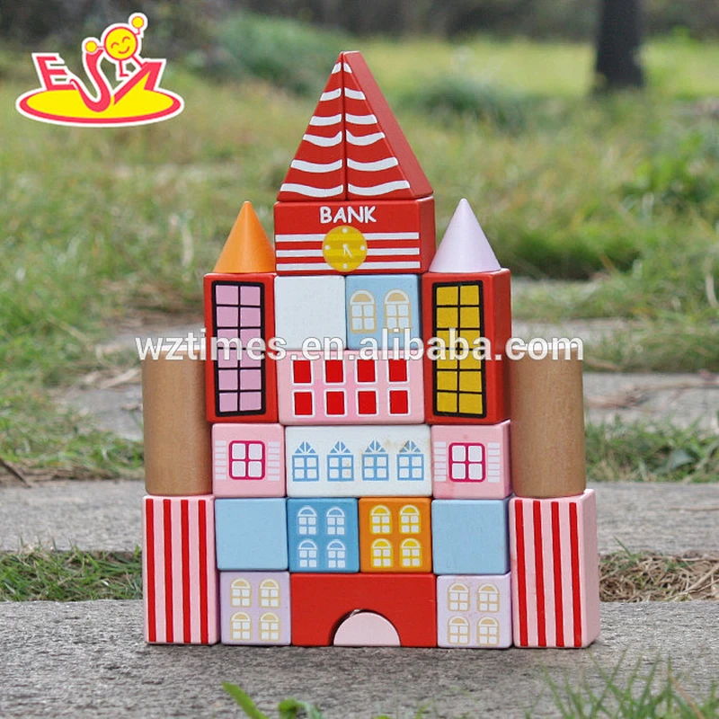2018 New design 25 pieces educational kids wooden toy blocks for preschoolers W13A124