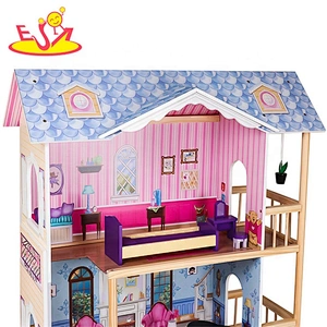 Al por mayor de alta calidad de las niñas de madera muñeca de juguete casa de campo 14 piezas de muebles de madera muñeca casa de juguete W06A225