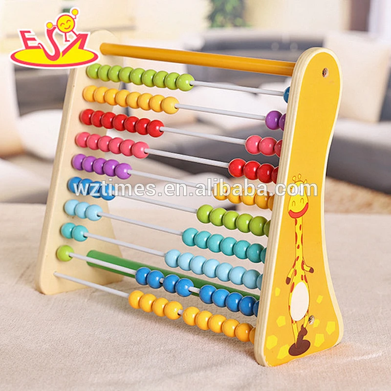 2018 Wholesale 100 pieces educational wooden kids toy abacus preschool wooden children toy abacus W12A026