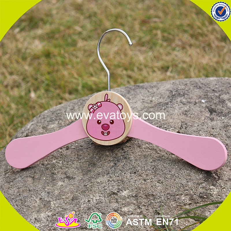 2018 New design wooden hanger hook pink wooden hanger hook children wooden hanger hook W09B071