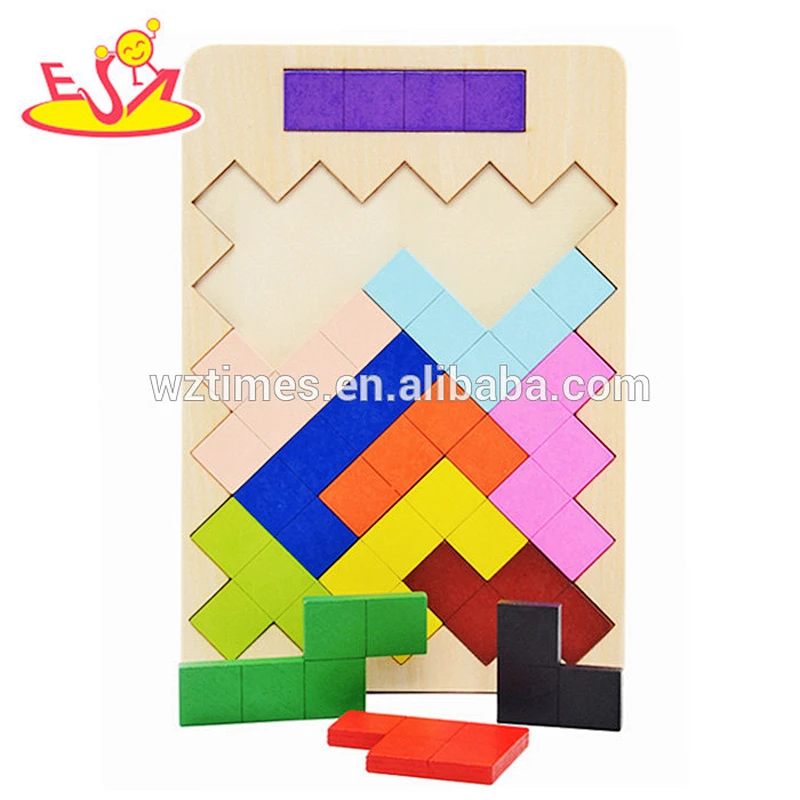 2018 Wholesale high quality wooden triangle puzzle for kids education W14A167