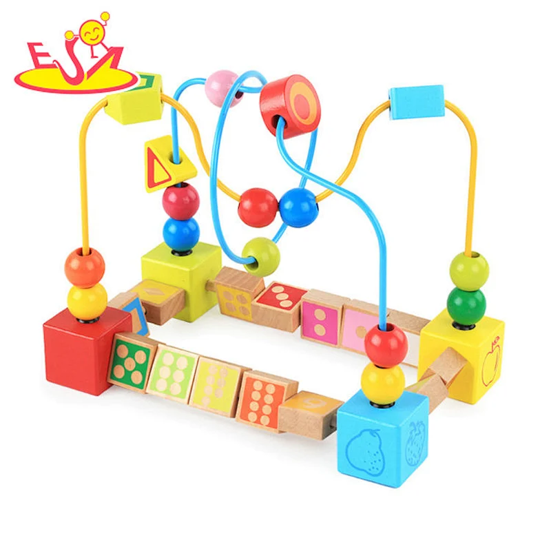 Juguetes coloridos educativos de moda con cuentas de madera educativos para niños W11B190