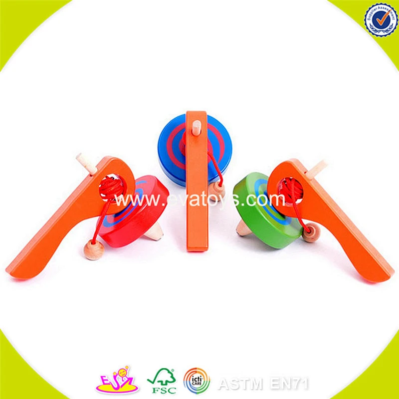 Wholesale top fashion children wooden spinning top most popular baby wooden spinning top W01B017