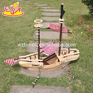 Wholesale cheap sale handmade customized wooden children pirate ship toy as holiday gift W03B001-Z