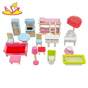 New design baby wooden dollhouse miniatures funny kids wooden dollhouse miniatures for pretend W06A100