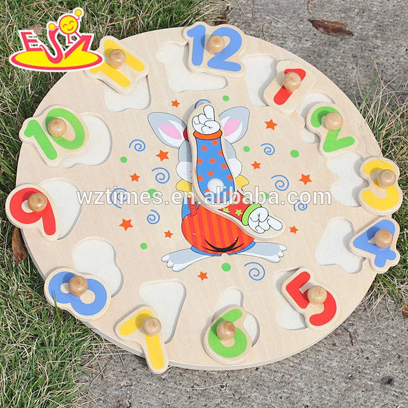 new fashion kids educational wooden clock toy for wholesale W14K001