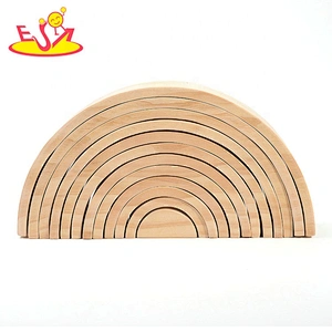 2019 High quality 12PCS educational wooden rainbow stacking blocks for kids W13D229