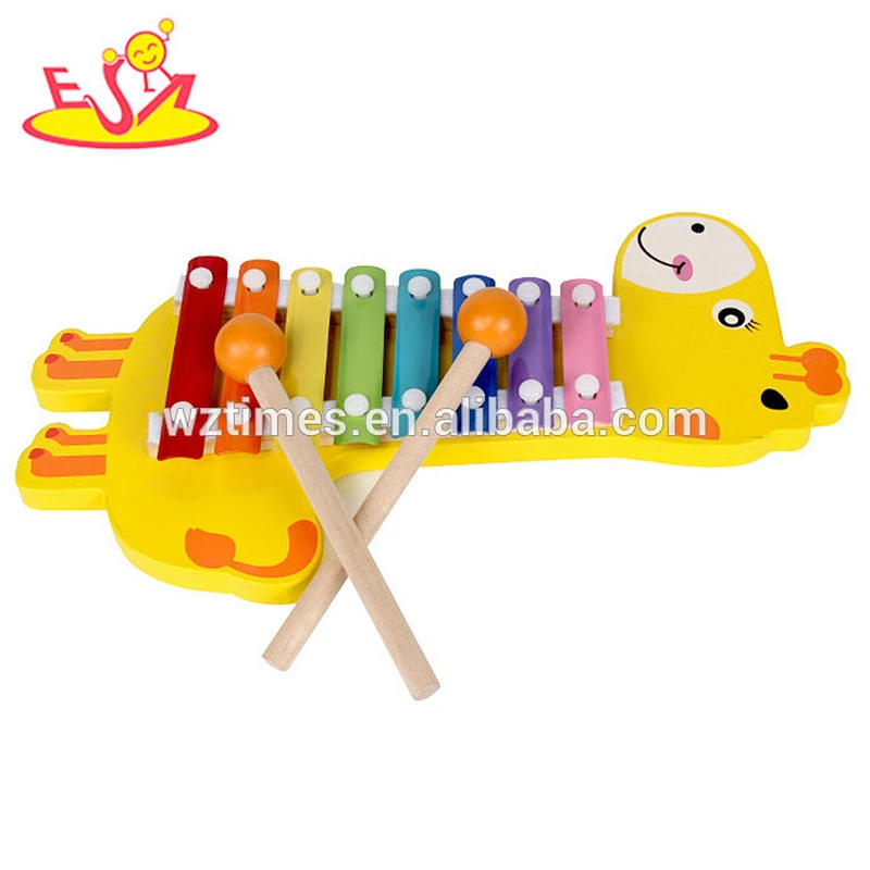 Wholesale music teaching aid cute giraffe shape wooden xylophone set toy for kids W07C060