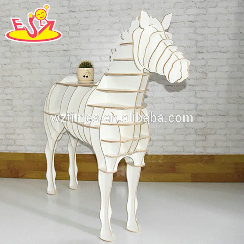 Wholesale most popular wooden pink unicorn shaped bookcase for sale as gift W08D077
