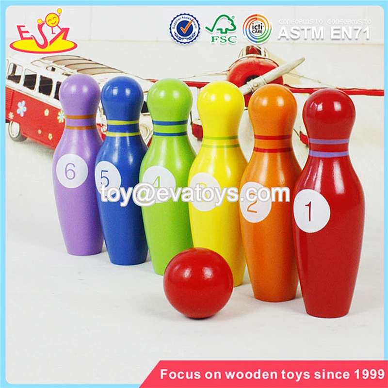 Wholesale mini wooden kids playing bowling toys colorful children wooden bowling set toys W01A293