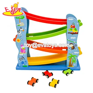 High speed mini wooden toy car ramp track for children W04E071