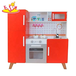 2019 New design white wooden play kitchen set for kids W10C449