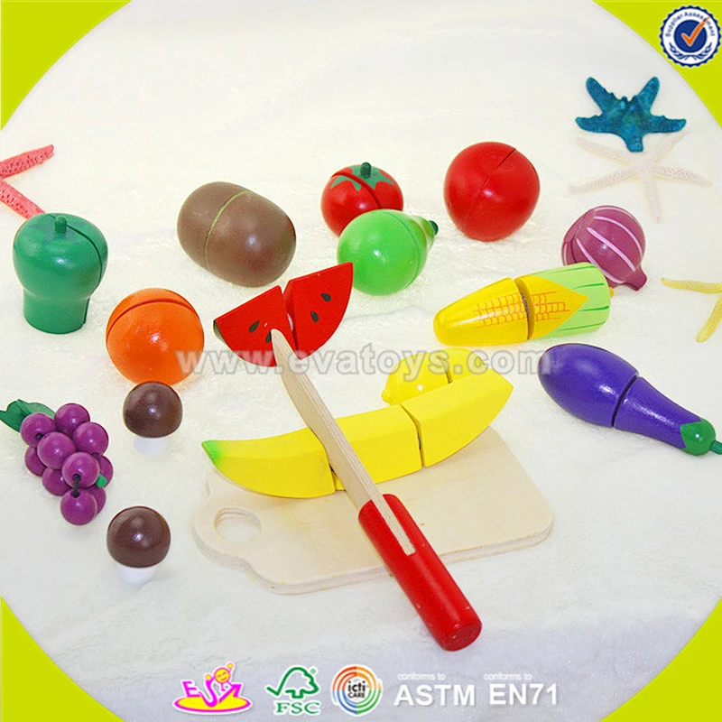 wholesale baby wooden fruit cutting toy, DIY kids wooden fruit cutting toy, role play children wooden fruit cutting toy W10B114