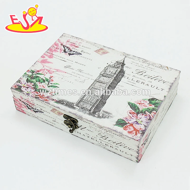 Wholesale fashionable small wooden storage box top quality small wooden box W18A032