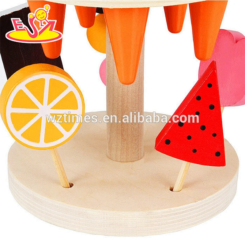 2018 wholesale baby wooden ice cream cone toys DIY kids wooden ice cream cone toy children wooden ice cream cone toys W10B172