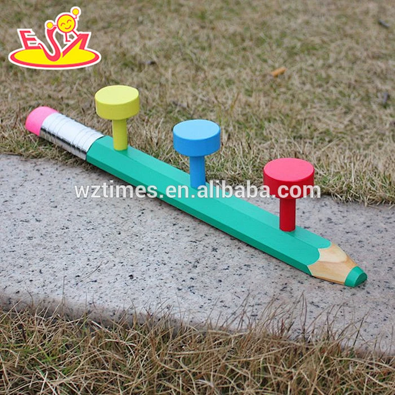 Wholesale vintage lovely pencil shape wooden wall hanger for toddler W09B061