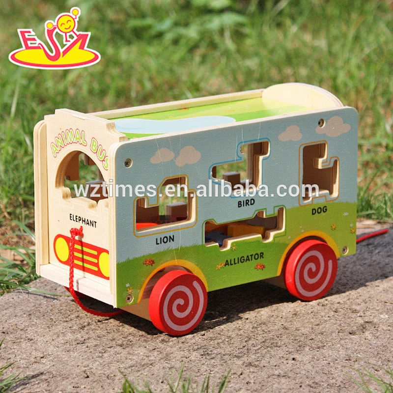 2018 wholesale kids wooden animal toy truck funny baby wooden animal toy truck children wooden animal toy truck W05B156