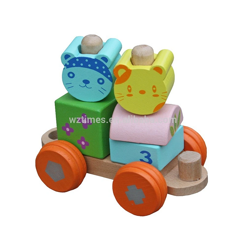 wholesale lovely kids wooden pull train toy W04A066