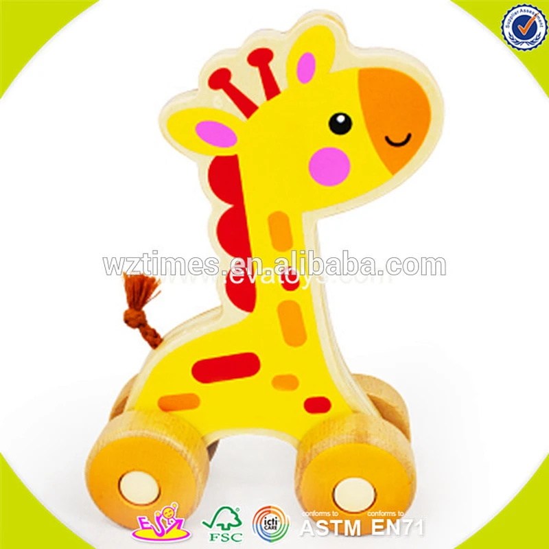 2018 wholesale new fashion children wooden animal drag toy hot sale wooden animal drag toy W05B122
