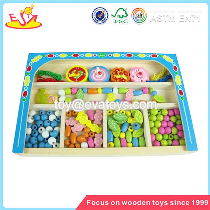 Wholesale training practical ability wooden string beads toy colorful baby wooden string beads toy W11E004