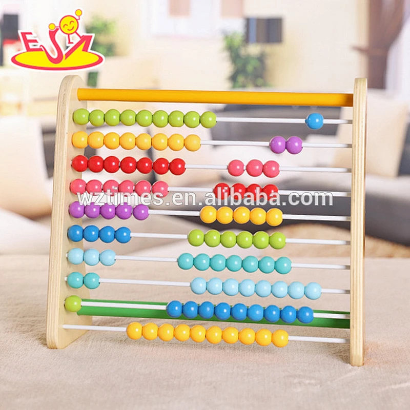 2018 Wholesale 100 pieces educational wooden kids toy abacus preschool wooden children toy abacus W12A026