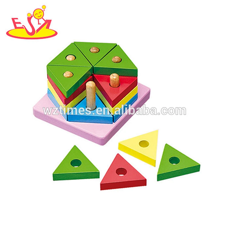 Wholesale diy creative wooden shape puzzle toy lovely baby wooden shape puzzle toy W13E005