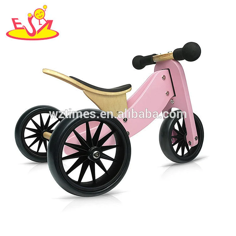 2018 Wholesale new design pink wooden bike toys wholesale kids wooden bicycle W16A032