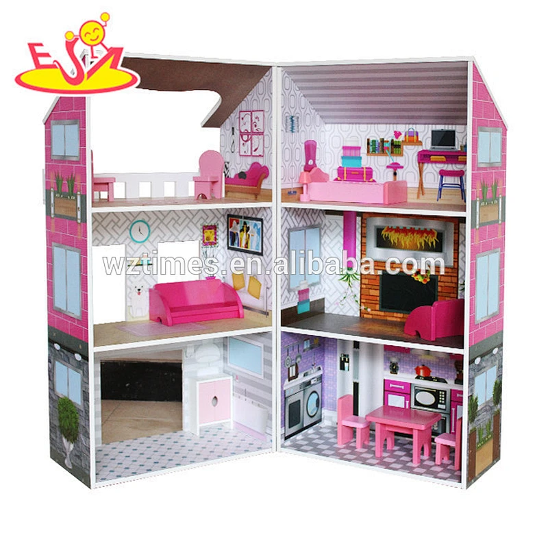 2018 Wholesale best luxurious six rooms girls play doll house W06A245