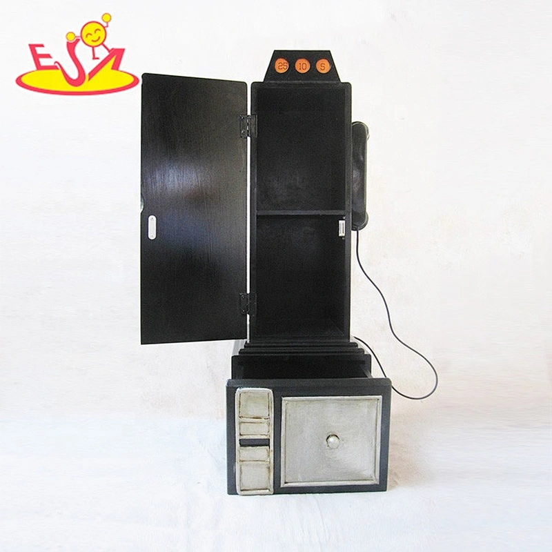 Wholesale telephone shape wooden black wooden lockers for home decor W08C214