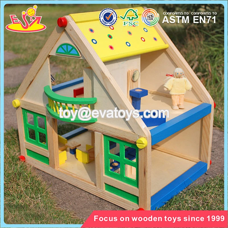 Wholesale new arrival wooden baby dollhouse toy popular baby wooden baby dollhouse W06A106