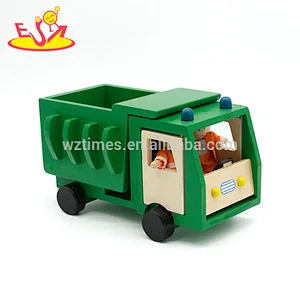 Neue Ankunftskarikatur mini hölzerne Abfallwagen spielt für Kinder W04A360