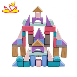 2019 Best sale 55 pieces children educational wooden building blocks for wholesale W13A175